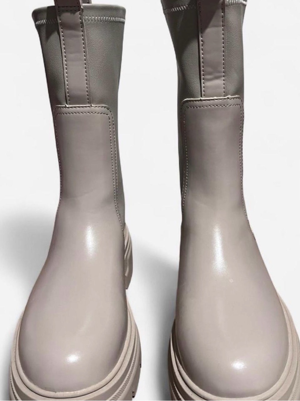 H&M Chelsea Platform Boots in Beige - Women's Chunky Sole - Picture 2 of 8